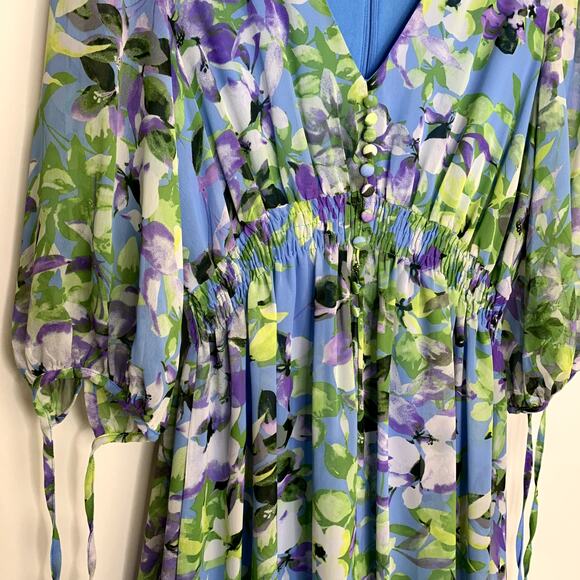 Taylor Floral Chiffon Mini Dress Enchanted Bloom Floral Womens Size 6 - Picture 7 of 14